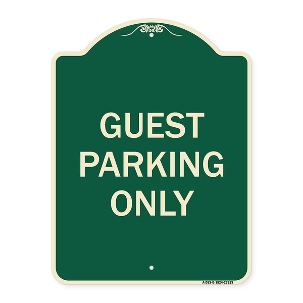 Signmission Designer Series Guest Parking Only, Green & Tan Heavy-Gauge Aluminum Sign, 24" x 18", G-1824-23929 A-DES-G-1824-23929 - main